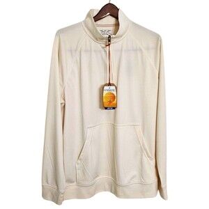 WeatherProof Men Long Sleeve Sweater XL ¼ Zip Antique White Color 100% Polyester